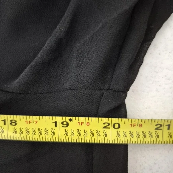 Banana Republic Blouse Womens MBlack Pleated Sheer Chiffon Long Sleeve Top - Picture 8 of 8